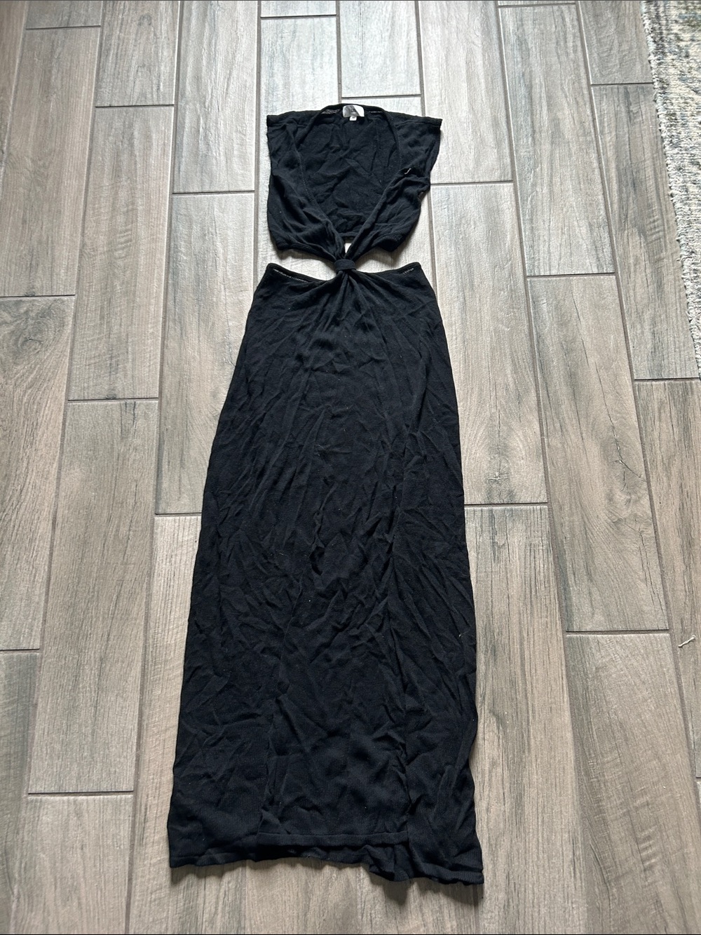 LPA Black Cutout Knot Maxi Dress